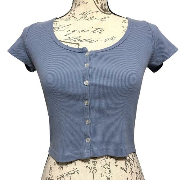 Brandy Melville Zelly Crop Top One Size Blue Y2K 90s Boho Grunge Made In Italy - Picture 4 of 7